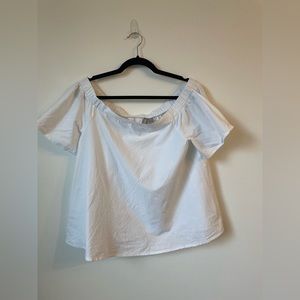 ASOS DESIGN MATERNITY COTTON OFF SHOULDER TOP IN IVORY SIZE US 8